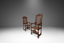 Load image into Gallery viewer, Set of Two ( 2 ) Antique 18th Century Jacobean Stuart Baroque Styled Hand-Carved Armchairs in Oak & Cane, England, c. 1890s-ABT Modern