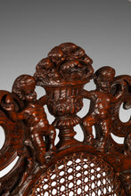 Load image into Gallery viewer, Set of Two ( 2 ) Antique 18th Century Jacobean Stuart Baroque Styled Hand-Carved Armchairs in Oak & Cane, England, c. 1890s-ABT Modern