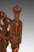 Load image into Gallery viewer, Set of Two ( 2 ) Antique 18th Century Jacobean Stuart Baroque Styled Hand-Carved Armchairs in Oak & Cane, England, c. 1890s-ABT Modern