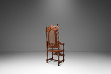 Load image into Gallery viewer, Set of Two ( 2 ) Antique 18th Century Jacobean Stuart Baroque Styled Hand-Carved Armchairs in Oak & Cane, England, c. 1890s-ABT Modern