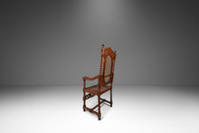 Load image into Gallery viewer, Set of Two ( 2 ) Antique 18th Century Jacobean Stuart Baroque Styled Hand-Carved Armchairs in Oak & Cane, England, c. 1890s-ABT Modern