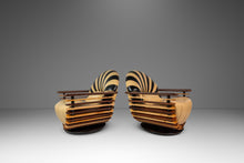 Load image into Gallery viewer, Set of Two (2) Art Deco Organic Modern "Luxor" Armchair / Lounge Chairs in Leather, Spruce & Palmwood by Pacific Green, Australia, c. 2000s-ABT Modern