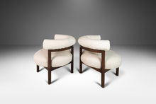 Load image into Gallery viewer, Set of Two ( 2 ) Barrel Back Lounge Chairs in Walnut & White Bouclé After Nanna Ditzel, USA, c. 1968-ABT Modern