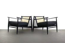 Load image into Gallery viewer, Set of Two ( 2 ) Cane Backed Mid Century Modern Lounge Chairs in Black-ABT Modern