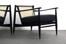 Load image into Gallery viewer, Set of Two ( 2 ) Cane Backed Mid Century Modern Lounge Chairs in Black-ABT Modern