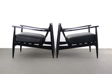 Load image into Gallery viewer, Set of Two ( 2 ) Cane Backed Mid Century Modern Lounge Chairs in Black-ABT Modern