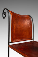 Load image into Gallery viewer, Set of Two (2) Counter Height Wrought Iron Spanish Hacienda Barstools with Hand-Worked Full Grain Leather, c. 1960s-ABT Modern