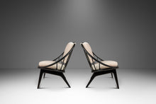 Load image into Gallery viewer, Set of Two ( 2 ) Danish Mid-Century Modern Ebonized "Hoop" / "Peacock" Chairs in Bouclé by Ib Kofod-Larsen for Selig, Denmark, c. 1960s-ABT Modern