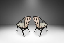 Load image into Gallery viewer, Set of Two ( 2 ) Danish Mid-Century Modern Ebonized "Hoop" / "Peacock" Chairs in Bouclé by Ib Kofod-Larsen for Selig, Denmark, c. 1960s-ABT Modern