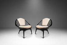 Load image into Gallery viewer, Set of Two ( 2 ) Danish Mid-Century Modern Ebonized "Hoop" / "Peacock" Chairs in Bouclé by Ib Kofod-Larsen for Selig, Denmark, c. 1960s-ABT Modern