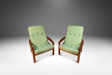 Load image into Gallery viewer, Set of Two ( 2 ) Danish Mid-Century Modern Lounge Chairs & Ottomans w/ Matching Side Table in Teak by Domino Møbler, Denmark, c. 1970's-ABT Modern