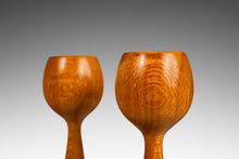 Load image into Gallery viewer, Set of Two ( 2 ) Danish Mid-Century Modern Wood-Turned Flared Tulip Candlestick Holders in Solid Ash, Denmark, c. 1960's-ABT Modern