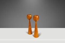 Load image into Gallery viewer, Set of Two ( 2 ) Danish Mid-Century Modern Wood-Turned Flared Tulip Candlestick Holders in Solid Ash, Denmark, c. 1960's-ABT Modern