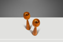 Load image into Gallery viewer, Set of Two ( 2 ) Danish Mid-Century Modern Wood-Turned Flared Tulip Candlestick Holders in Solid Ash, Denmark, c. 1960's-ABT Modern