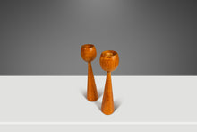 Load image into Gallery viewer, Set of Two ( 2 ) Danish Mid-Century Modern Wood-Turned Flared Tulip Candlestick Holders in Solid Ash, Denmark, c. 1960's-ABT Modern