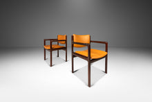 Load image into Gallery viewer, Set of Two ( 2 ) Danish Modern Arm Chairs in Solid Mahogany & Caramel Leather by Danish Overseas Imports, c. 1960's-ABT Modern
