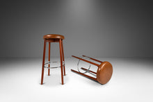 Load image into Gallery viewer, Set of Two (2) Danish Modern Barstools in Solid Teak & Leather by Hugo Frandsen for Spøttrup Mobler, Denmark, c. 1960's-ABT Modern