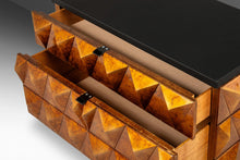 Load image into Gallery viewer, Set of Two (2) Futuristic Brutalist Italian Modern Sculptural Diamond Faced End Tables With Leather Tops, Italy, c. 1970s-ABT Modern