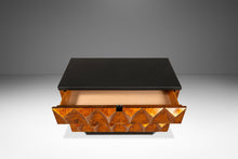 Load image into Gallery viewer, Set of Two (2) Futuristic Brutalist Italian Modern Sculptural Diamond Faced End Tables With Leather Tops, Italy, c. 1970s-ABT Modern