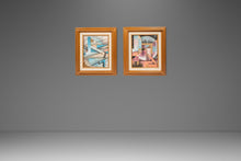 Load image into Gallery viewer, Set of Two (2) Matching Framed / Signed Mid-Century Modern Geometric Abstraction Oil on Canvas Paintings by Fred Blassingham, USA, c. 1980s-ABT Modern