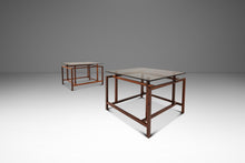 Load image into Gallery viewer, Set of Two (2) Mid-Century Danish Modern Rosewood & Smoked Glass End Tables by Henning Nørgaard for Komfort of Denmark, c. 1960's-ABT Modern