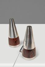 Load image into Gallery viewer, Set of Two (2) Mid-Century Danish Modern Salt and Pepper Shakers in Rosewood & Stainless Steel, Denmark, c. 1960s-ABT Modern
