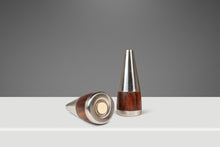 Load image into Gallery viewer, Set of Two (2) Mid-Century Danish Modern Salt and Pepper Shakers in Rosewood & Stainless Steel, Denmark, c. 1960s-ABT Modern