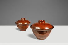 Load image into Gallery viewer, Set of Two (2) Mid-Century Japanese Modern Glazed Stoneware Rice Cookers / Serving Pots, Japan, c. 1970s-ABT Modern