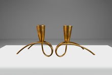 Load image into Gallery viewer, Set of Two ( 2 ) Mid-Century Modern Bauhaus Solid Brass Candlestick Holders Attributed to Günter Kupetz, Germany, c. 1950's-ABT Modern