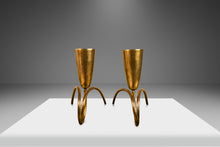Load image into Gallery viewer, Set of Two ( 2 ) Mid-Century Modern Bauhaus Solid Brass Candlestick Holders Attributed to Günter Kupetz, Germany, c. 1950's-ABT Modern