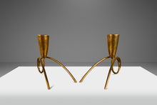 Load image into Gallery viewer, Set of Two ( 2 ) Mid-Century Modern Bauhaus Solid Brass Candlestick Holders Attributed to Günter Kupetz, Germany, c. 1950's-ABT Modern