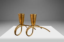 Load image into Gallery viewer, Set of Two ( 2 ) Mid-Century Modern Bauhaus Solid Brass Candlestick Holders Attributed to Günter Kupetz, Germany, c. 1950's-ABT Modern