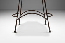 Load image into Gallery viewer, Set of Two (2) Mid-Century Modern Counter Height Wrought Iron Barstools in the Manner of Arthur Umanoff, USA, c. 1970's-ABT Modern