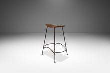 Load image into Gallery viewer, Set of Two (2) Mid-Century Modern Counter Height Wrought Iron Barstools in the Manner of Arthur Umanoff, USA, c. 1970's-ABT Modern