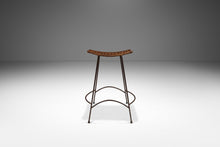 Load image into Gallery viewer, Set of Two (2) Mid-Century Modern Counter Height Wrought Iron Barstools in the Manner of Arthur Umanoff, USA, c. 1970's-ABT Modern