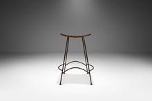 Load image into Gallery viewer, Set of Two (2) Mid-Century Modern Counter Height Wrought Iron Barstools in the Manner of Arthur Umanoff, USA, c. 1970's-ABT Modern