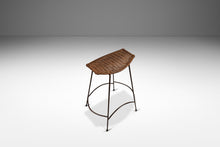 Load image into Gallery viewer, Set of Two (2) Mid-Century Modern Counter Height Wrought Iron Barstools in the Manner of Arthur Umanoff, USA, c. 1970's-ABT Modern