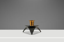 Load image into Gallery viewer, Set of Two (2) Mid-Century Modern Space Age Atomic Era Low Profile Metal Candlestick Holders, USA, c. 1960s-ABT Modern