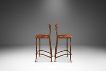 Load image into Gallery viewer, Set of Two (2) Mid Century Modern Substantial Campaign Bar Height Bar Stools by Maitland-Smith, c. 1980s-ABT Modern