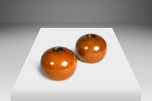 Load image into Gallery viewer, Set of Two (2) Mid-Century Modern Wood-Turned Candle Stick Holders in Solid Oregon Myrtlewood, USA, c. 1970's-ABT Modern