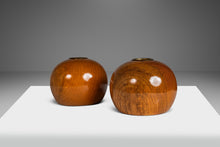 Load image into Gallery viewer, Set of Two (2) Mid-Century Modern Wood-Turned Candle Stick Holders in Solid Oregon Myrtlewood, USA, c. 1970's-ABT Modern