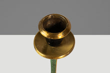 Load image into Gallery viewer, Set of Two (2) Mid-Century Post Modern Judaica Candlestick Holders in Brass and Acrylic Paint by Oppenheim, Israel, c. 1985-ABT Modern