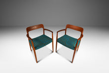 Load image into Gallery viewer, Set of Two ( 2 ) Møller Model #75 Captains / Armchairs in Teak & Mohair Fabric by Niels Møller for J.L. Møllers Møbelfabrik, Denmark, 1960s-ABT Modern