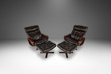 Load image into Gallery viewer, Set of Two (2) Scandinavian Modern Reclining Lounge Chairs & Ottomans by Soda Galvano for Vatne Mobler, Norway, c. 1970s-ABT Modern