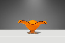 Load image into Gallery viewer, Set of Two (2) Teleflora Blown Art Glass Serving Bowls in Vibrant Orange & Clear Pedestal Bases, USA, c. 1970s-ABT Modern