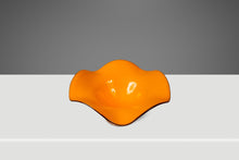 Load image into Gallery viewer, Set of Two (2) Teleflora Blown Art Glass Serving Bowls in Vibrant Orange & Clear Pedestal Bases, USA, c. 1970s-ABT Modern