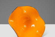 Load image into Gallery viewer, Set of Two (2) Teleflora Blown Art Glass Serving Bowls in Vibrant Orange & Clear Pedestal Bases, USA, c. 1970s-ABT Modern
