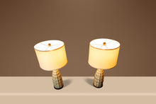 Load image into Gallery viewer, Set of Two (2) Vintage Mid-Century Modern Textured Rough Glazed Ceramic Table Lamps, USA, c. 1970s-ABT Modern