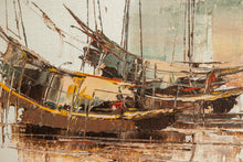 Load image into Gallery viewer, Signed Framed Mid-Century Modern "Junks at Sea" Oil Painting by P. Wong, USA, c. 1970's-ABT Modern