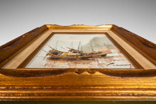 Load image into Gallery viewer, Signed Framed Mid-Century Modern "Junks at Sea" Oil Painting by P. Wong, USA, c. 1970's-ABT Modern